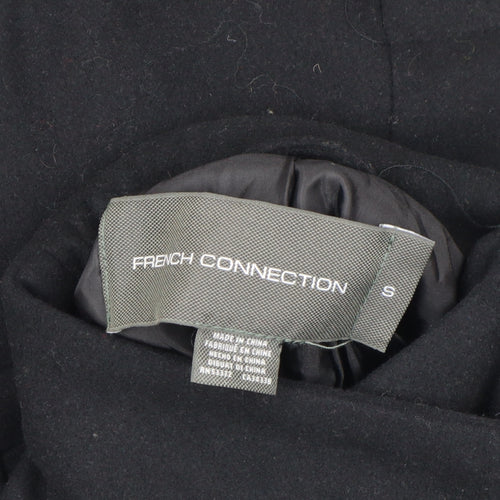 French Connection Women's Black Wool Belted Mid-Length Coat Size S
