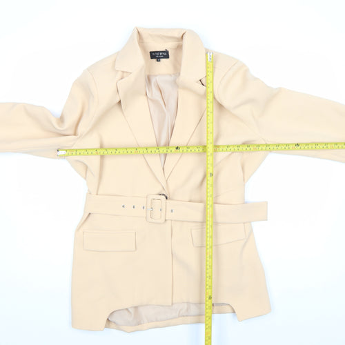 In The Style Womens Beige Belted Blazer Jacket Size 14