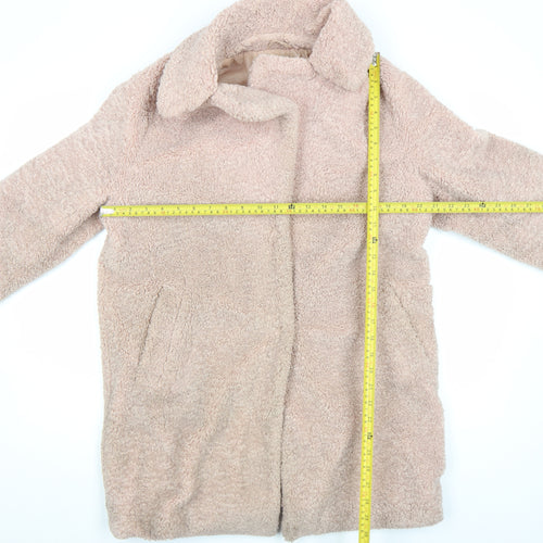 New Look Womens Beige Teddy Overcoat Size 10 Fleece Lined
