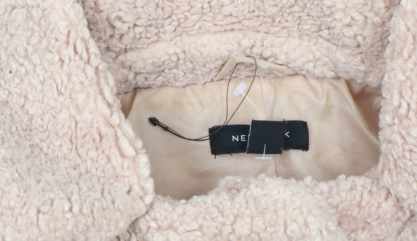 New Look Womens Beige Teddy Overcoat Size 10 Fleece Lined
