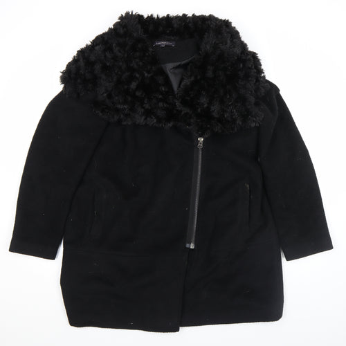 Marks and Spencer Women’s Black Faux Fur Collar Wool Blend Coat Size 16