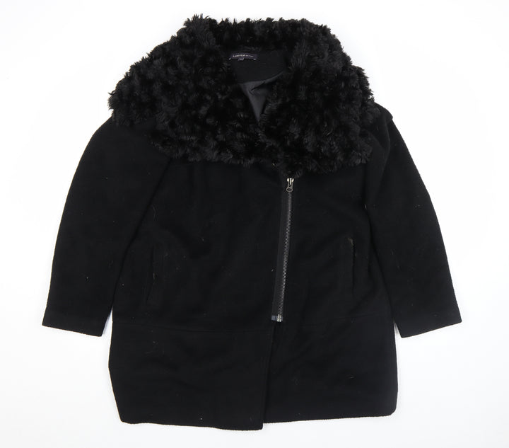 Marks and Spencer Women’s Black Faux Fur Collar Wool Blend Coat Size 16