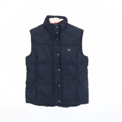 Crew Clothing Co. Womens Blue Puffer Gilet Size 10 Sleeveless Down Waistcoat