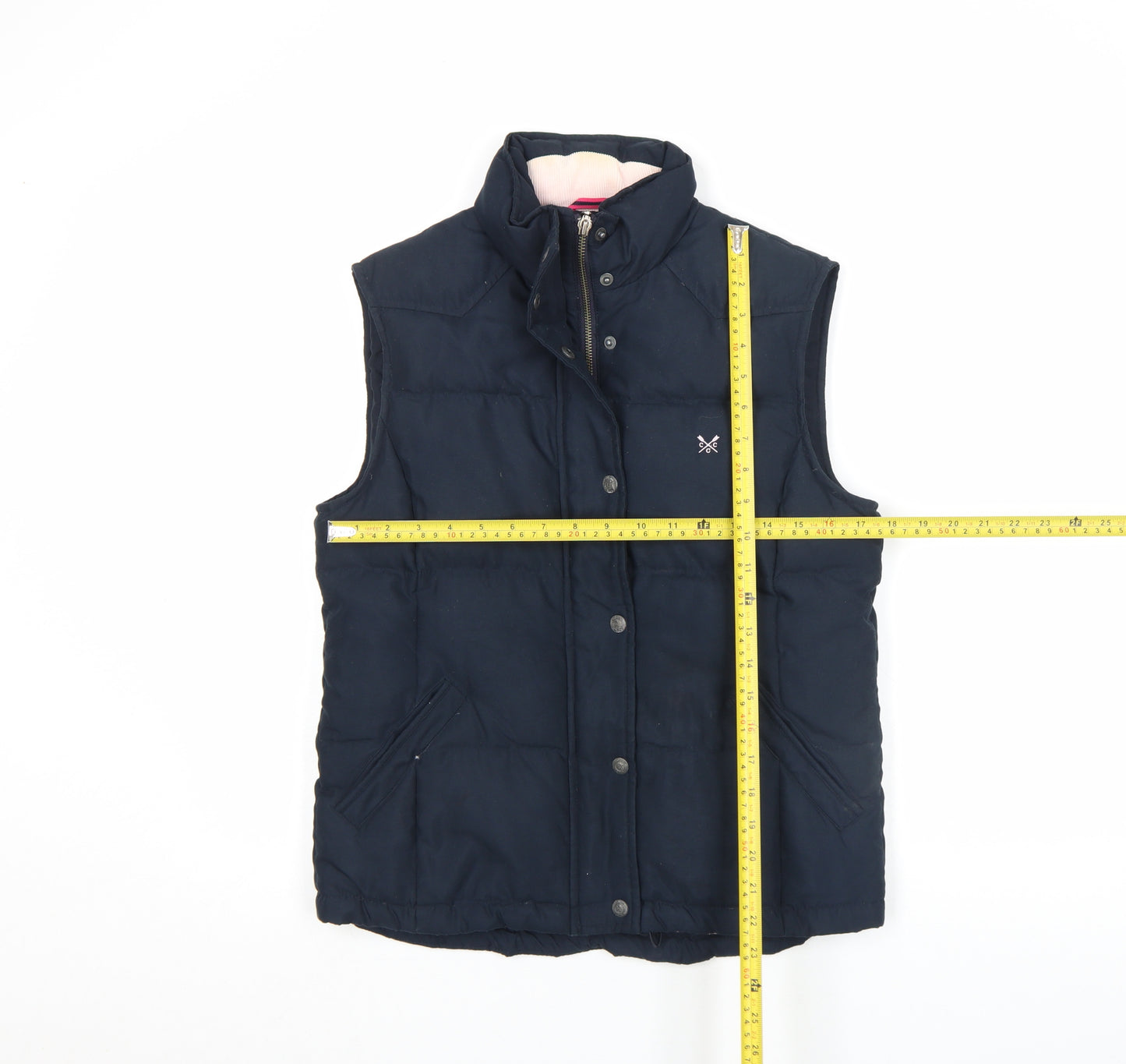 Crew Clothing Co. Womens Blue Puffer Gilet Size 10 Sleeveless Down Waistcoat