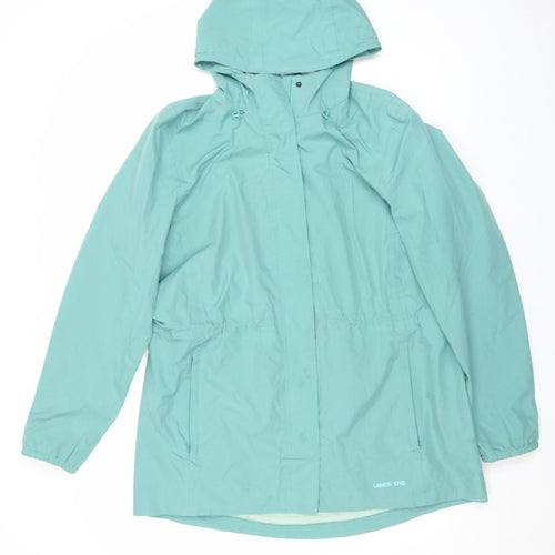 Lands' End Women’s Green Hooded Waterproof Rain Jacket Size M