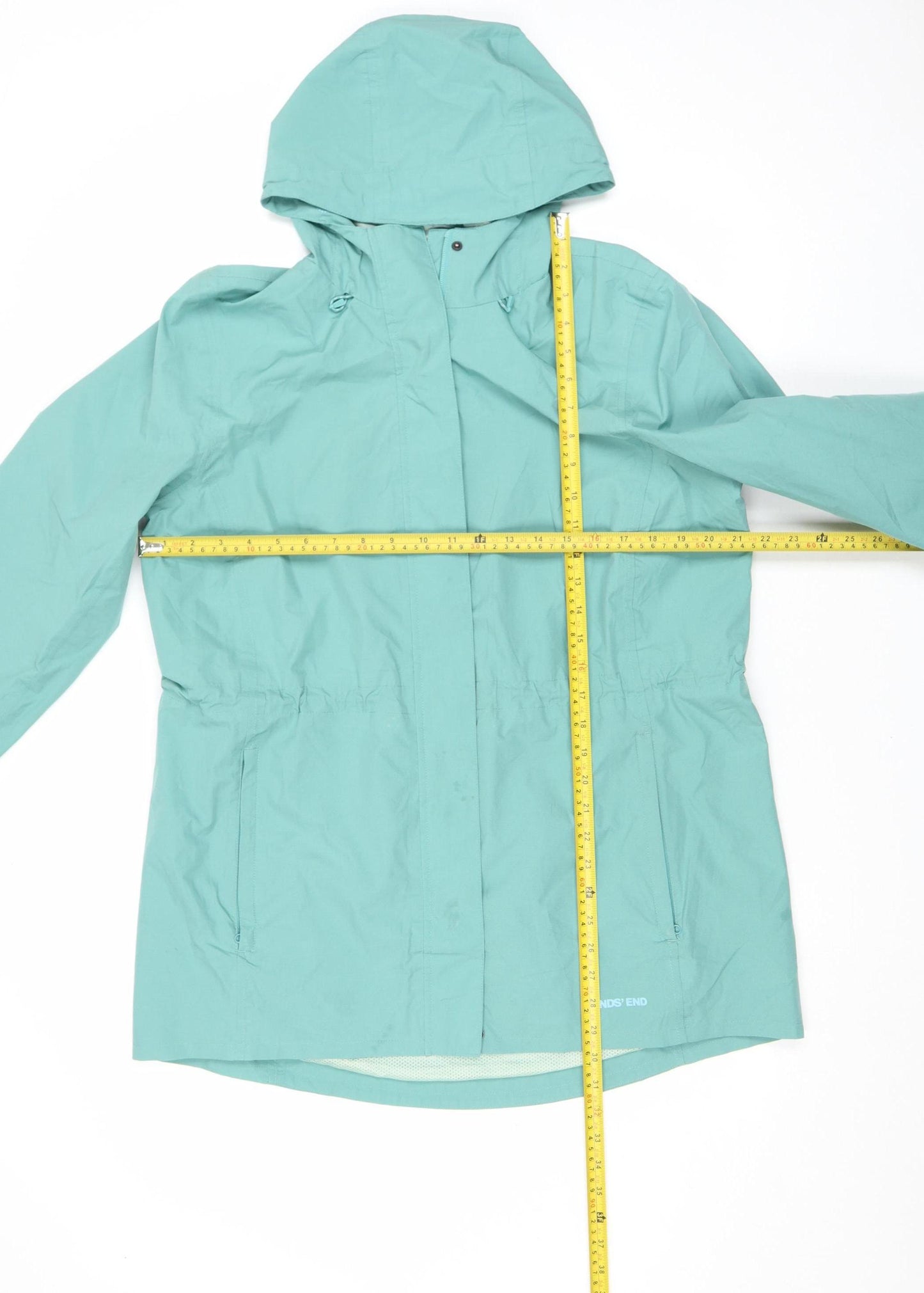 Lands' End Women’s Green Hooded Waterproof Rain Jacket Size M