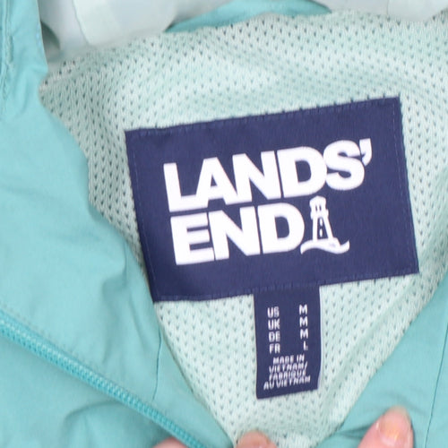 Lands' End Women’s Green Hooded Waterproof Rain Jacket Size M