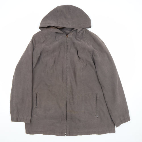 Bonmarché Women’s Brown Hooded Mid-Length Suede Feel Zip Jacket Size M