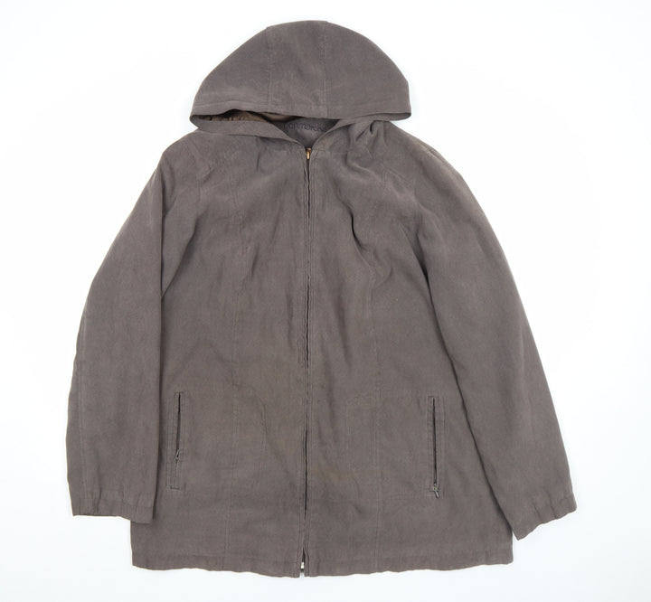 Bonmarché Women’s Brown Hooded Mid-Length Suede Feel Zip Jacket Size M