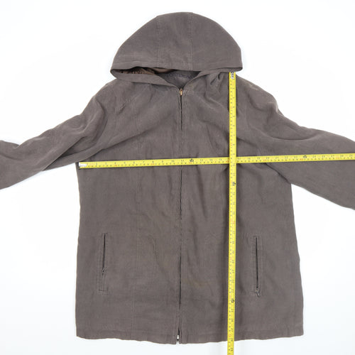 Bonmarché Women’s Brown Hooded Mid-Length Suede Feel Zip Jacket Size M