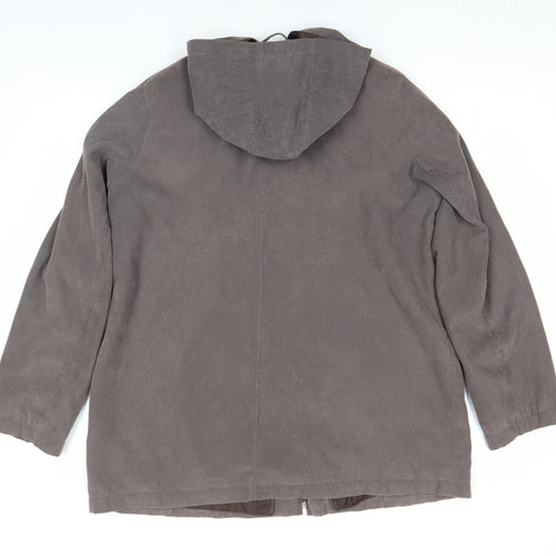 Bonmarché Women’s Brown Hooded Mid-Length Suede Feel Zip Jacket Size M
