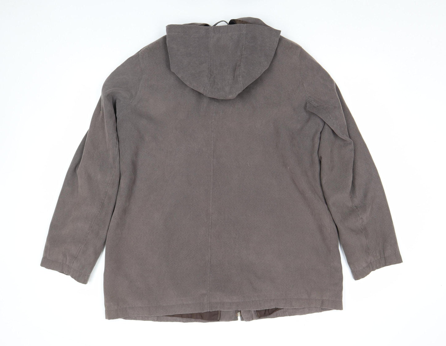 Bonmarché Women’s Brown Hooded Mid-Length Suede Feel Zip Jacket Size M