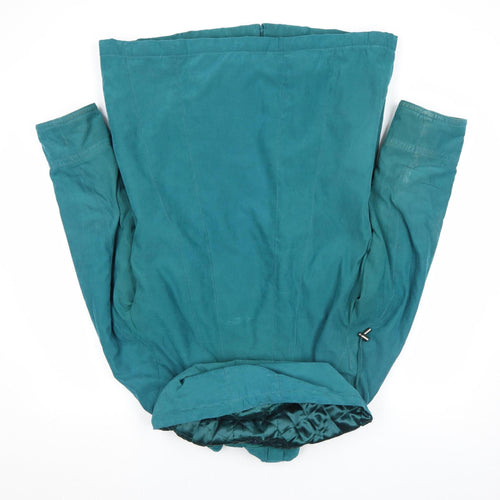 Bm Women Green Hooded Parka Coat Size S Long Zip Casual Jacket