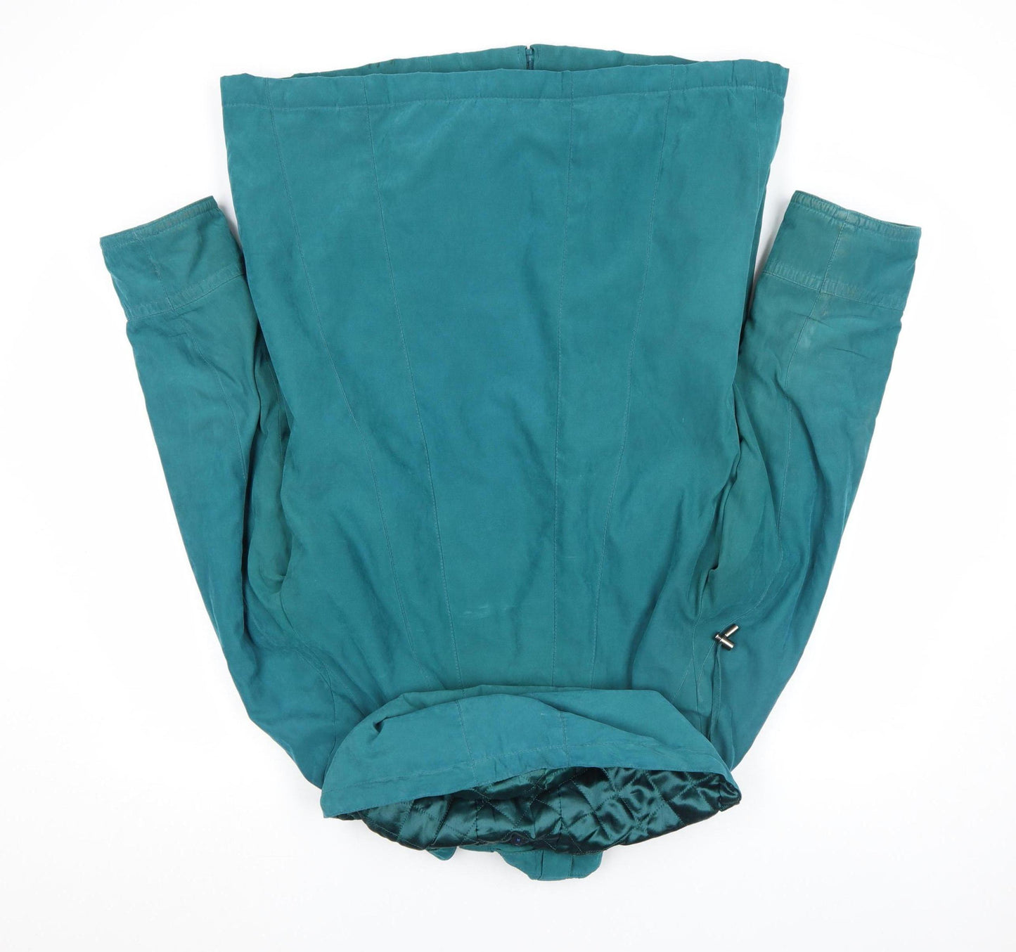 Bm Women Green Hooded Parka Coat Size S Long Zip Casual Jacket