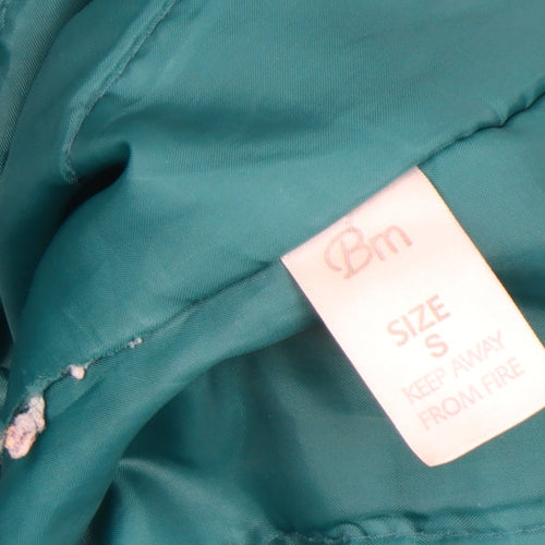 Bm Women Green Hooded Parka Coat Size S Long Zip Casual Jacket