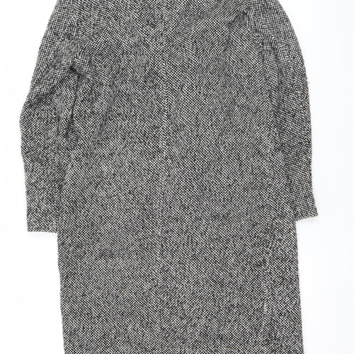 New Look Women's Black Tweed Double-Breasted Pea Coat Size 10