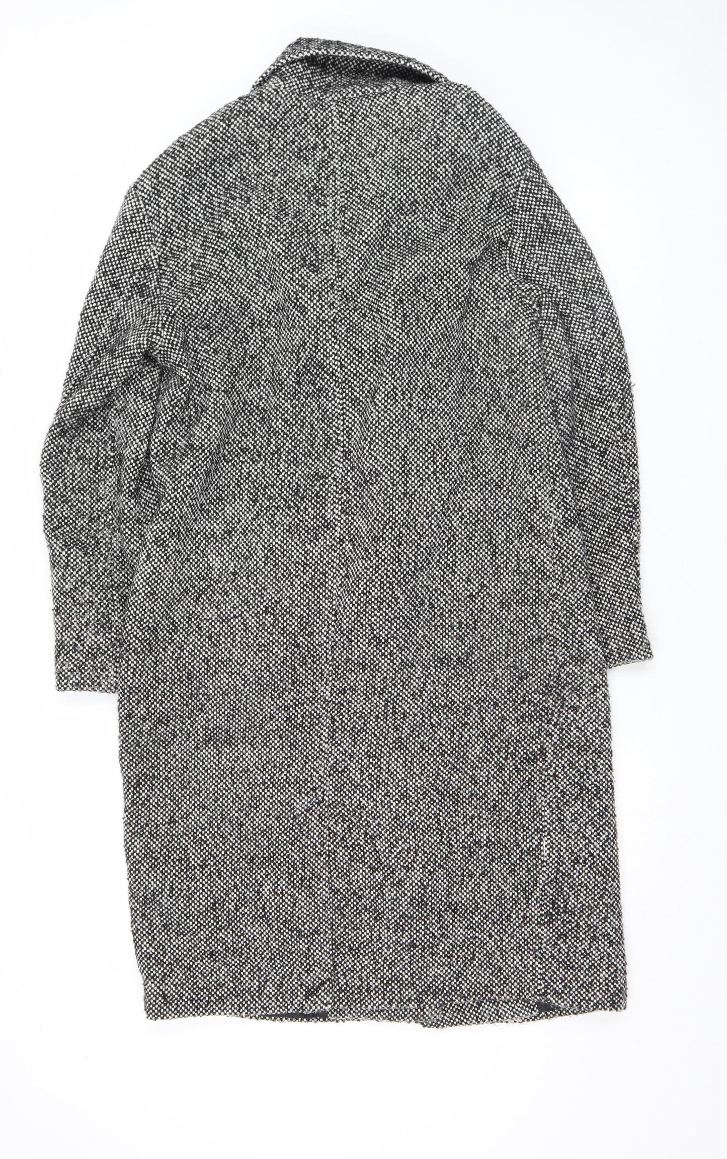New Look Women's Black Tweed Double-Breasted Pea Coat Size 10