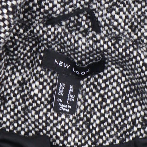 New Look Women's Black Tweed Double-Breasted Pea Coat Size 10