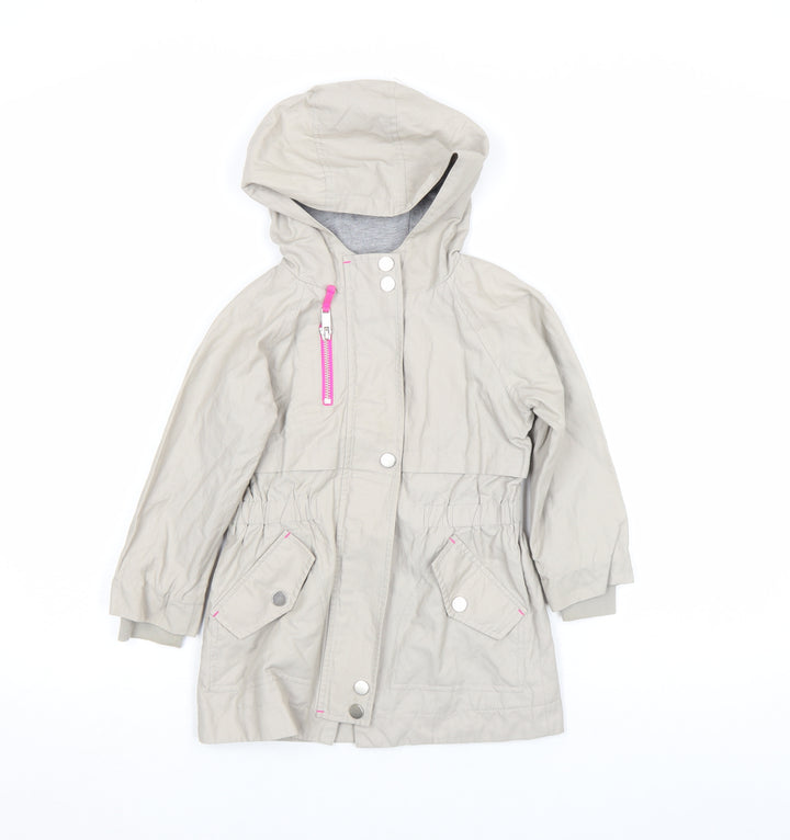Mint Velvet Girls Beige Hooded Parka Coat 3 Years Lined Lightweight Jacket