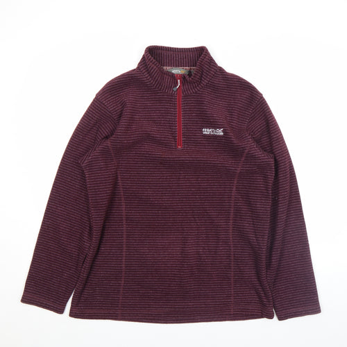 Regatta Mens Purple Striped Fleece Pullover 1/4 Zip Outdoor Top Size L
