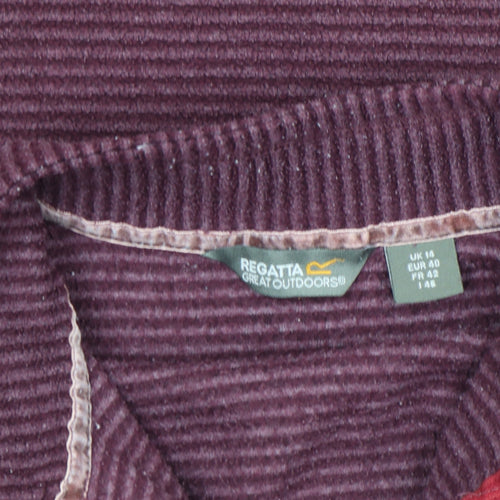 Regatta Mens Purple Striped Fleece Pullover 1/4 Zip Outdoor Top Size L