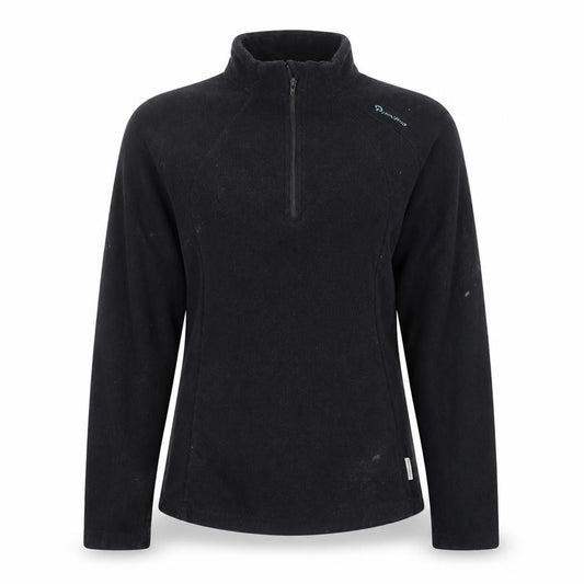 Front view of Decathlon Creation Women's Black Fleece Half Zip Hiking Jacket, size M