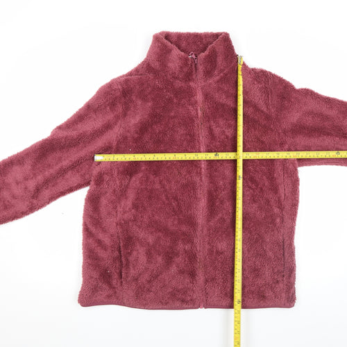 Uniqlo Women Pink Fleece Full Zip Jacket XL Warm Soft Mid-Length