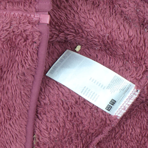 Uniqlo Women Pink Fleece Full Zip Jacket XL Warm Soft Mid-Length