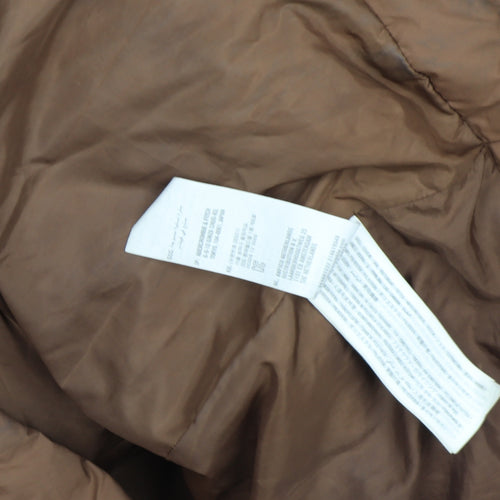 Hollister Women's Brown Long Puffer Jacket Coat L Hooded Faux Fur Winter