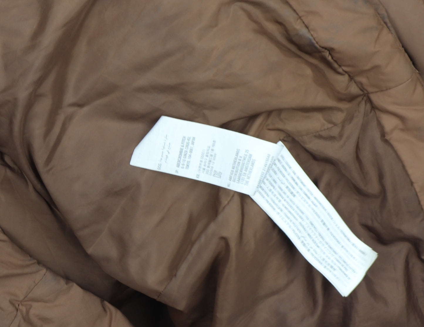 Hollister Women's Brown Long Puffer Jacket Coat L Hooded Faux Fur Winter