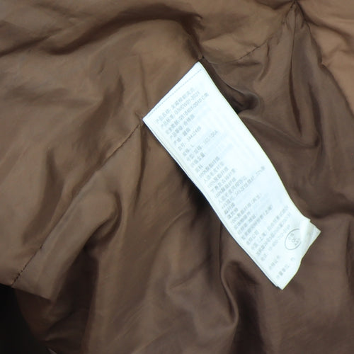 Hollister Women's Brown Long Puffer Jacket Coat L Hooded Faux Fur Winter