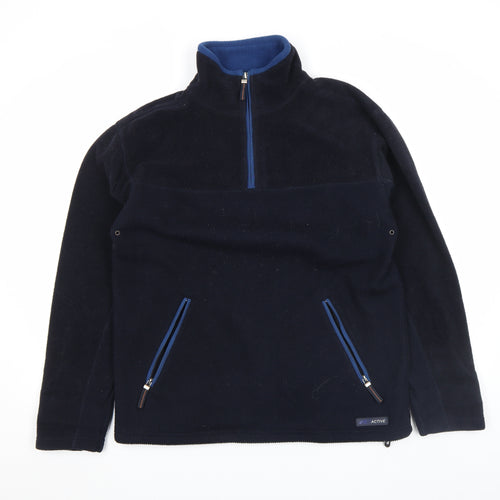 Active Sportswear Men's Blue Fleece Pullover Small 1/4 Zip Casual Top