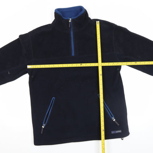Active Sportswear Men's Blue Fleece Pullover Small 1/4 Zip Casual Top