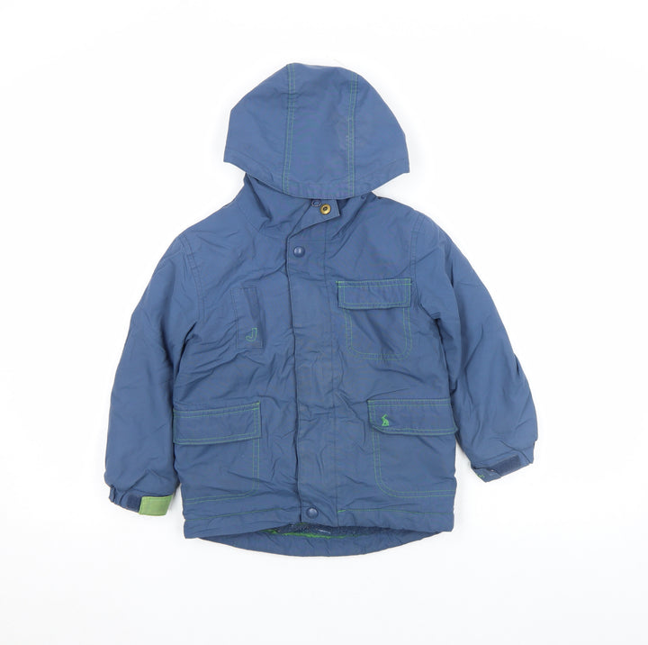Joules Boys Blue Hooded Parka Jacket 3 Years Lined Winter Coat