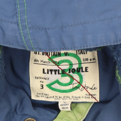 Joules Boys Blue Hooded Parka Jacket 3 Years Lined Winter Coat