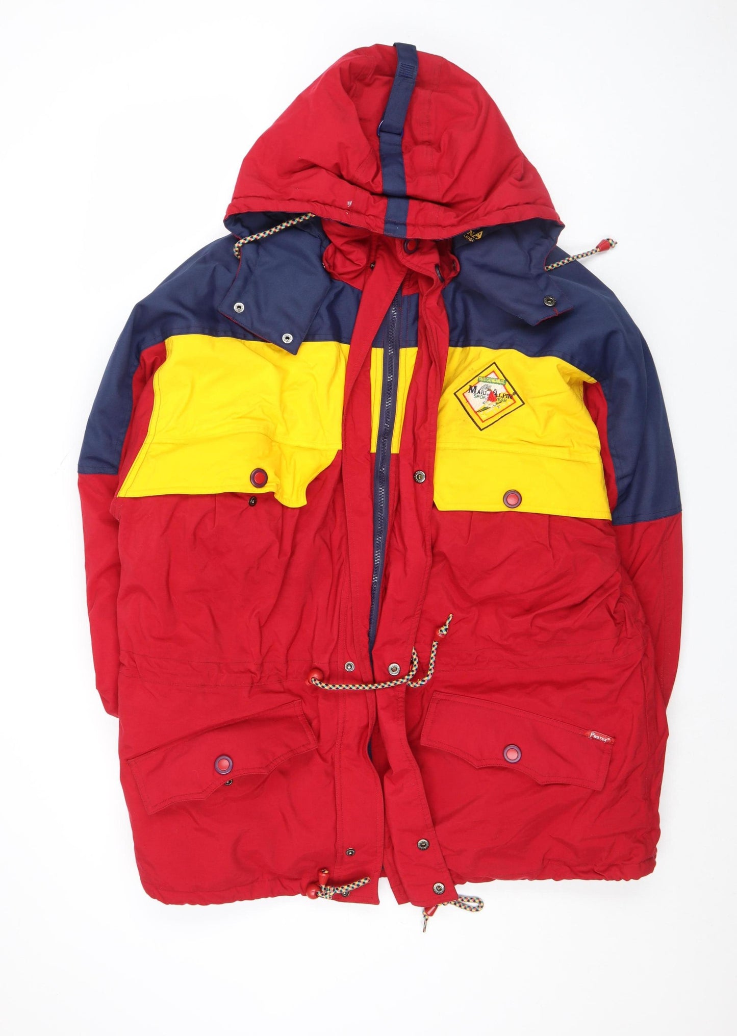 Marin Alpin Men's Red Colour Block Hooded Parka Jacket L