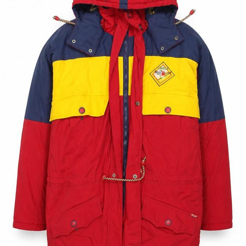 Marin Alpin Men's Red Colour Block Hooded Parka Jacket L