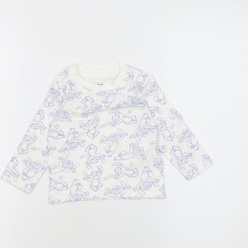 Primark Disney Bambi White Baby Long Sleeve Cotton T-Shirt 6-9 Months
