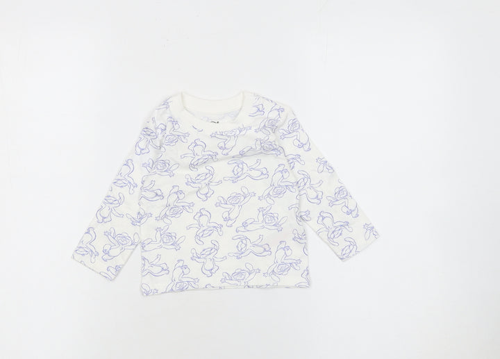 Primark Disney Bambi White Baby Long Sleeve Cotton T-Shirt 6-9 Months