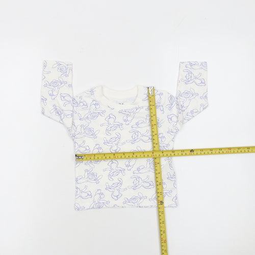 Primark Disney Bambi White Baby Long Sleeve Cotton T-Shirt 6-9 Months