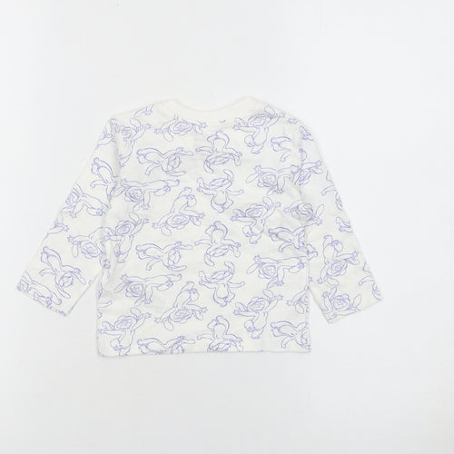 Primark Disney Bambi White Baby Long Sleeve Cotton T-Shirt 6-9 Months