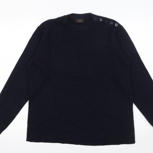 POP Women’s Black Wool Blend Crew Neck Pullover Jumper L