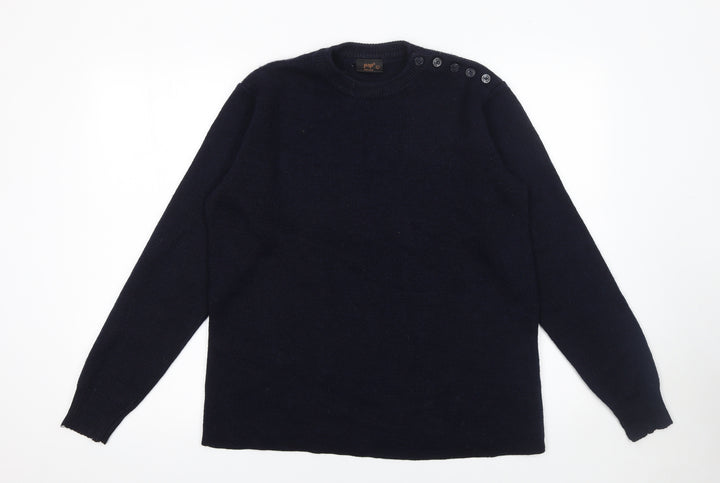 POP Women’s Black Wool Blend Crew Neck Pullover Jumper L