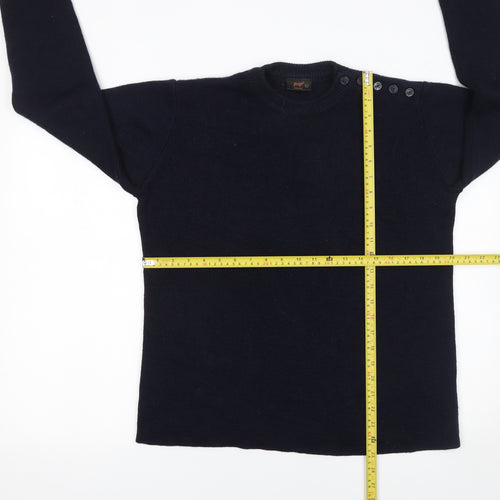 POP Women’s Black Wool Blend Crew Neck Pullover Jumper L