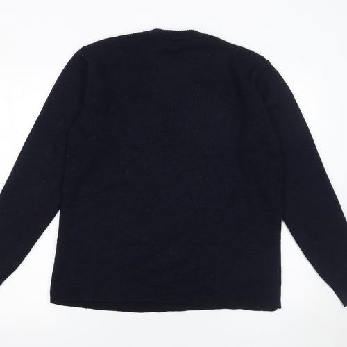 POP Women’s Black Wool Blend Crew Neck Pullover Jumper L