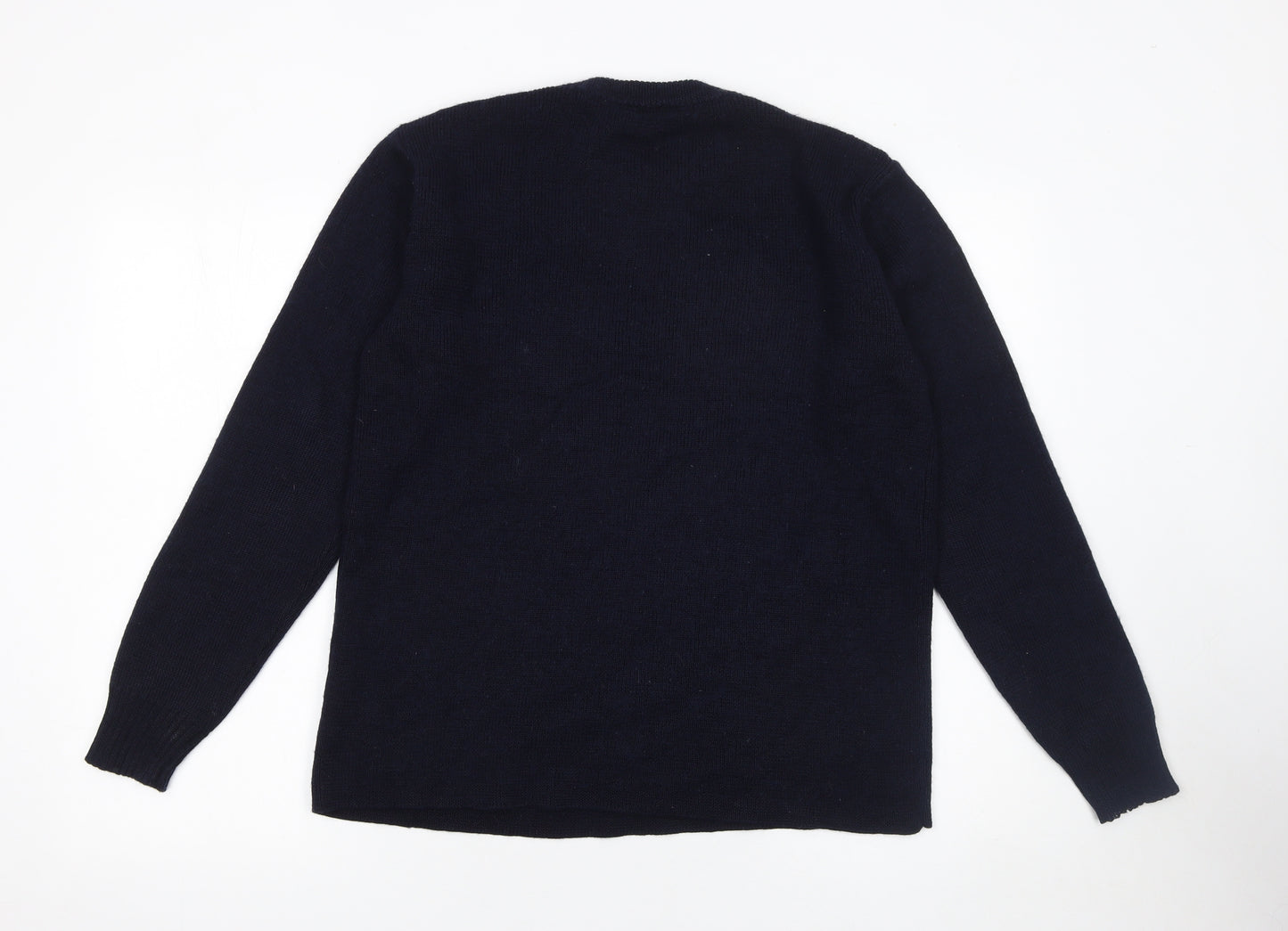 POP Women’s Black Wool Blend Crew Neck Pullover Jumper L