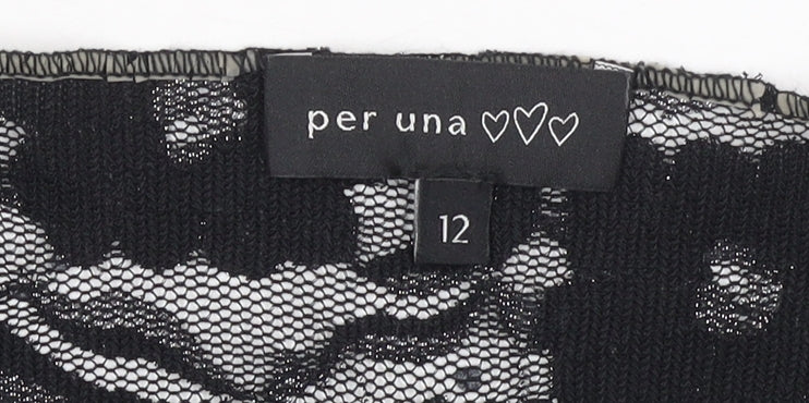 Marks and Spencer Per Una Women’s Black Lace Sequin Cropped Top Size 12