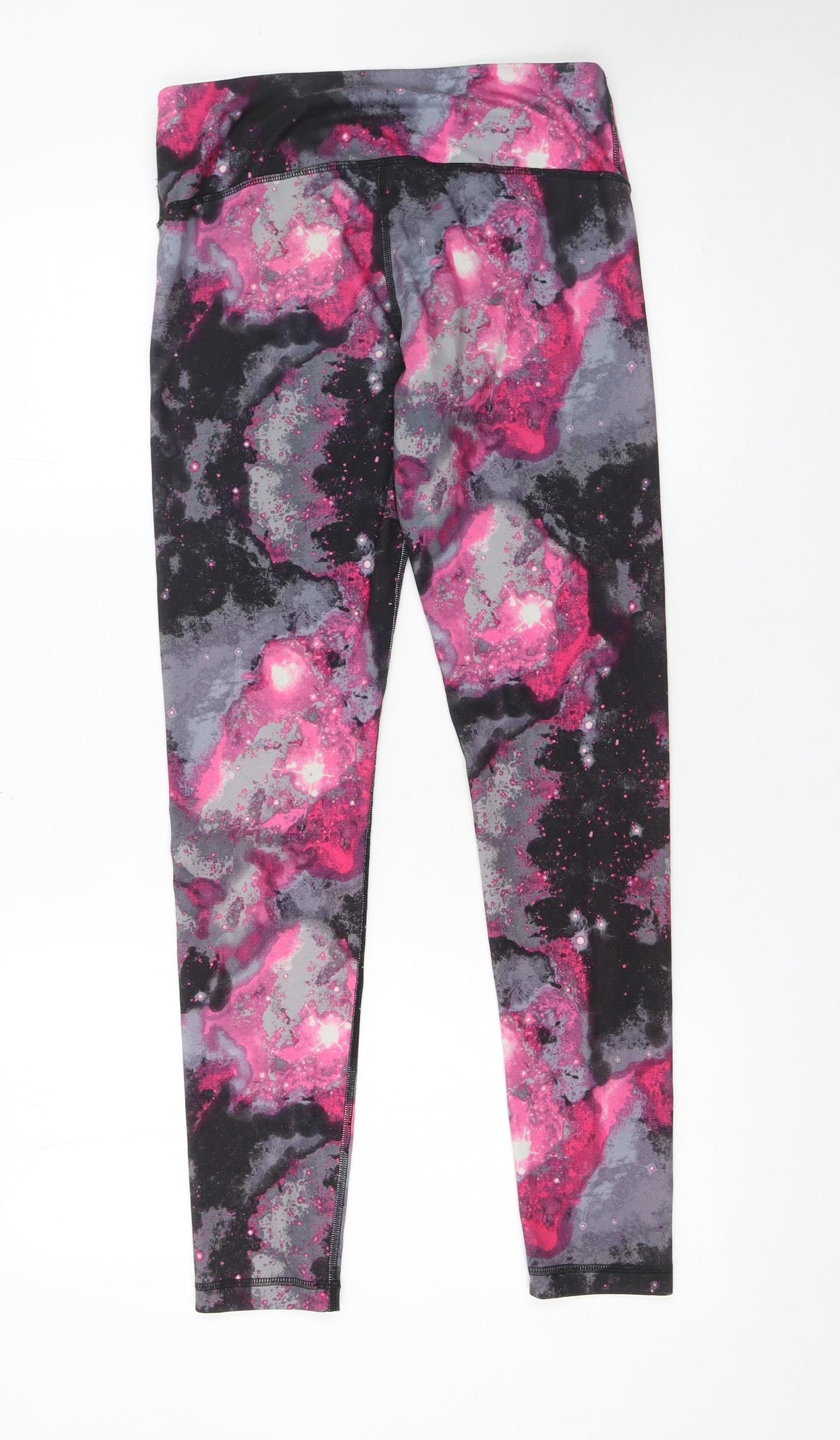 90 Degree by Reflex Womens Black Pink Galaxy Print Ankle Leggings S
