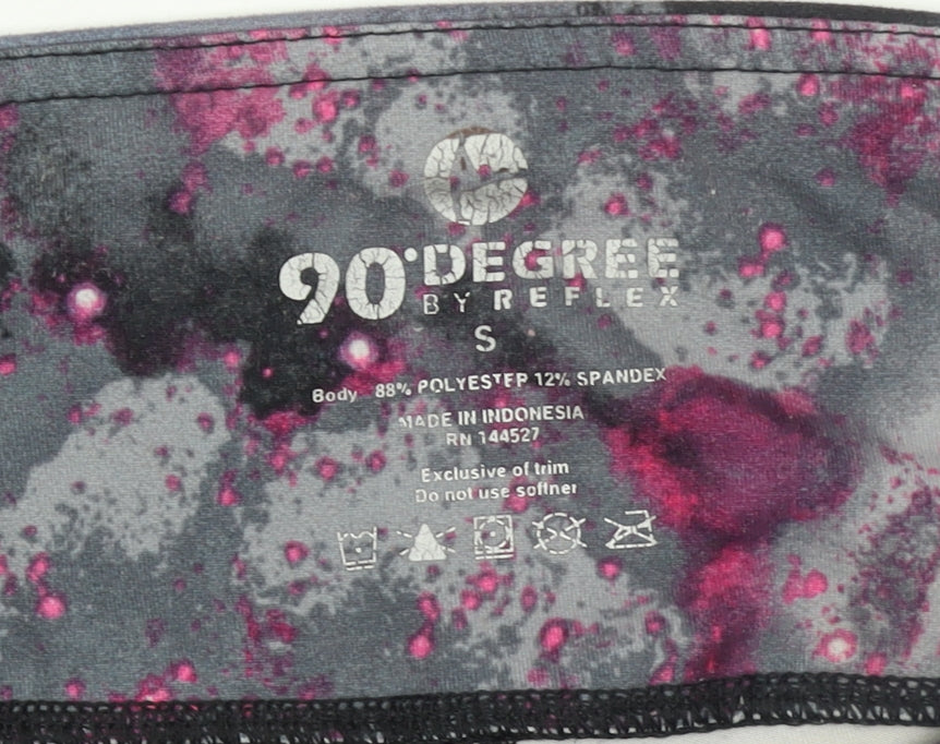 90 Degree by Reflex Womens Black Pink Galaxy Print Ankle Leggings S