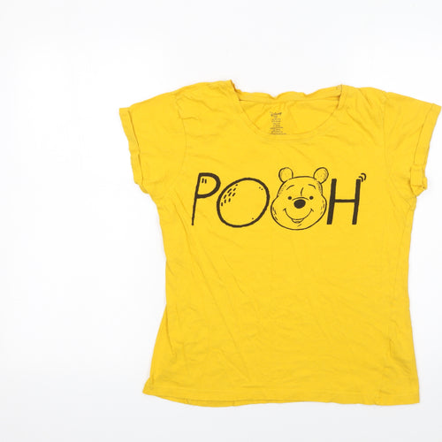 Disney Women's Yellow Pooh Graphic Cotton T-Shirt XS